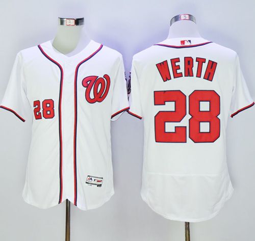 Nationals #28 Jayson Werth White Flexbase Authentic Collection Stitched Jersey
