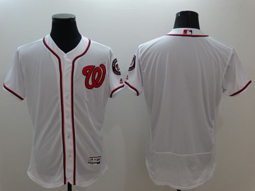 Nationals Blank White Flexbase Authentic Collection Stitched Jersey