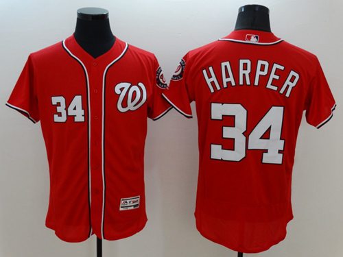 Nationals #34 Bryce Harper Red Flexbase Authentic Collection Stitched Jersey