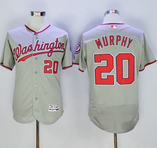 Nationals #20 Daniel Murphy Grey Flexbase Authentic Collection Stitched Jersey