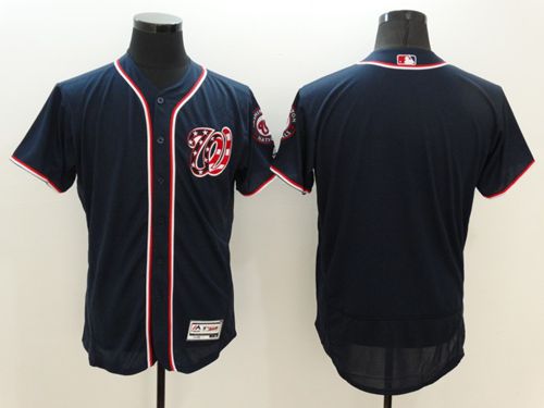 Nationals Blank Navy Blue Flexbase Authentic Collection Stitched Jersey