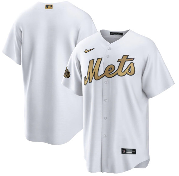 New York Mets Blank White 2022 All-Star Cool Base Stitched Baseball Jersey