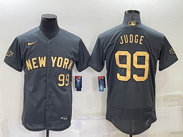 New York Yankees #99 Aaron Judge Charcoal 2022 All-Star Flex Base Stitched Baseball Jersey
