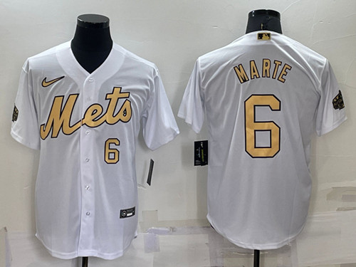 New York Mets #6 Starling Marte 2022 All-Star White Cool Base Stitched Baseball Jersey