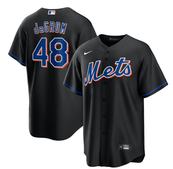 New York Mets #48 Jacob DeGrom 2022 Black Cool Base Stitched Baseball Jersey