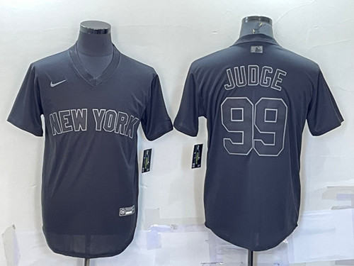 New York Yankees #99 Aaron Judge Black Pitch Black Fashion Replica Stitched Jersey