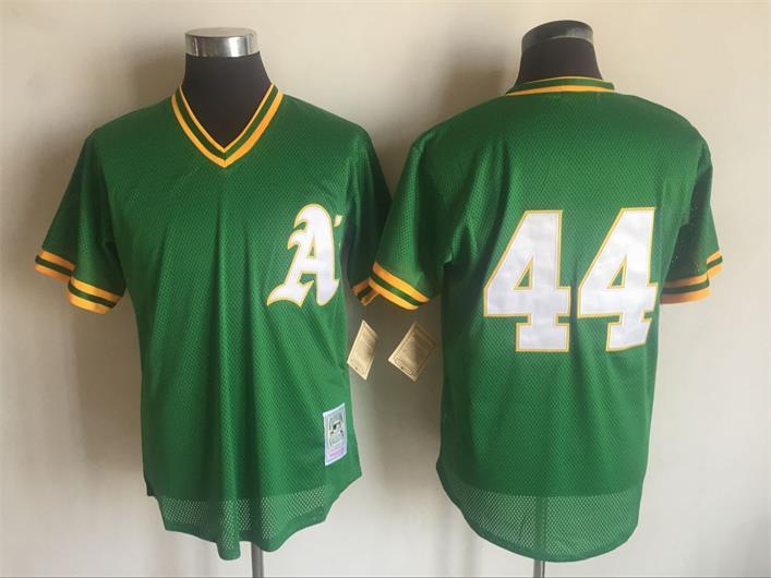 Oakland Athletics #44 Reggie Jackson Mitchell Ness Green 1987 Throwback Stitched Jersey