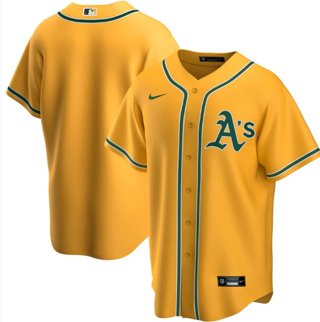Oakland Athletics Yellow Blank Cool Base Stitched Jersey