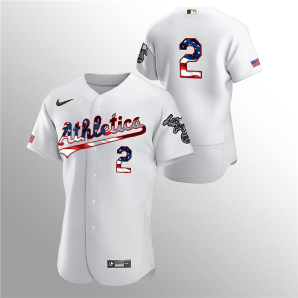 Oakland Athletics White #2 Khris Davis 2020 Stars Stripes Flex Base StitchedJersey