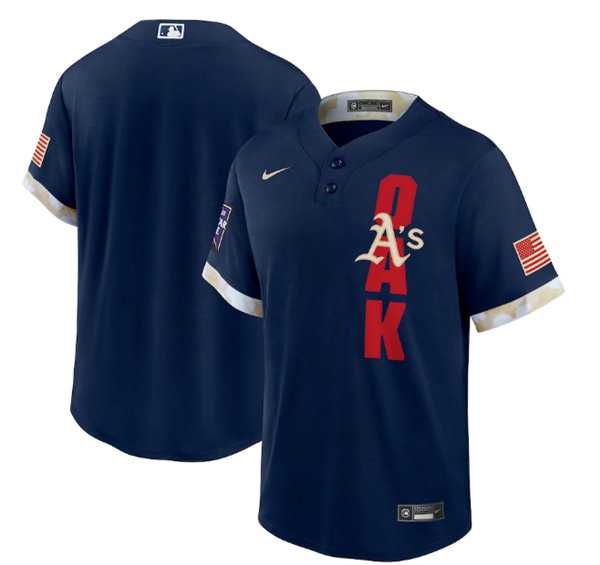 Oakland Athletics Blank 2021 Navy All-Star Cool Base Stitched Jersey