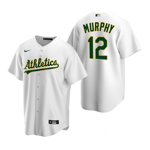 Oakland Athletics #12 Sean Murphy White Cool Base Stitched Jersey