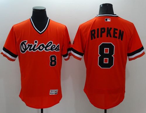 Orioles #8 Cal Ripken Orange Flexbase Authentic Collection Cooperstown Stitched Jersey