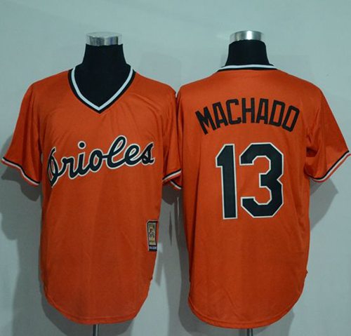 Orioles #13 Manny Machado Orange Cooperstown Stitched Jersey