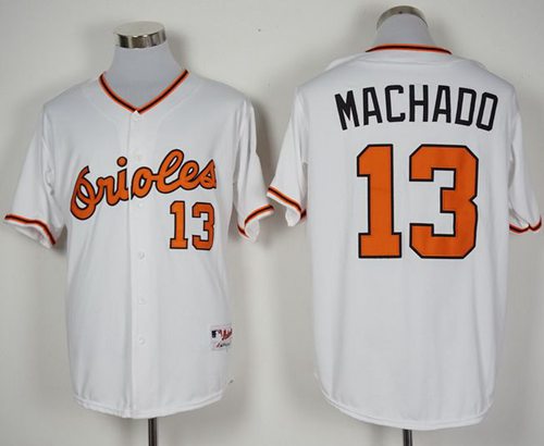 Orioles #13 Manny Machado White 1966 Turn Back The Clock Stitched Jersey