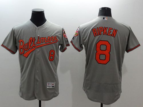 Orioles #8 Cal Ripken Grey Flexbase Authentic Collection Stitched Jersey