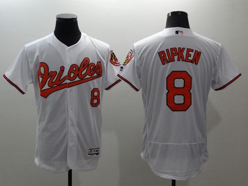 Orioles #8 Cal Ripken White Flexbase Authentic Collection Stitched Jersey