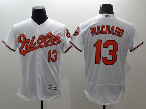 Orioles #13 Manny Machado White Flexbase Authentic Collection Stitched Jersey