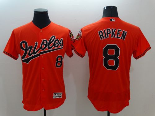 Orioles #8 Cal Ripken Orange Flexbase Authentic Collection Stitched Jersey