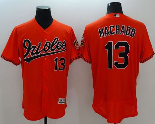 Orioles #13 Manny Machado Orange Flexbase Authentic Collection Stitched Jersey