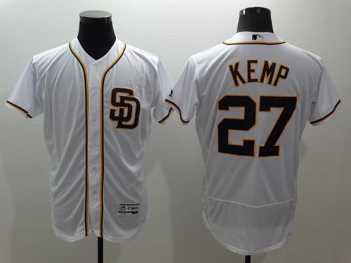 Padres #27 Matt Kemp White Flexbase Authentic Collection Stitched Jersey