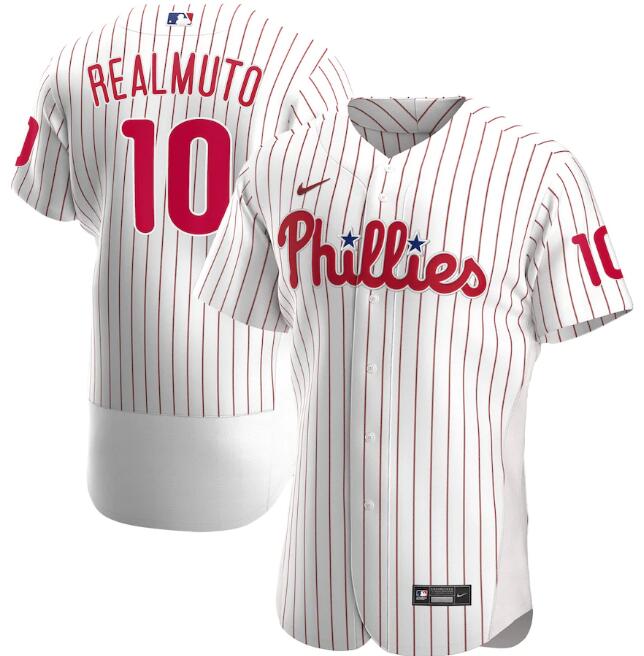 Philadelphia Phillies White#10 J.T. Realmuto Flex Base Stitched Jersey