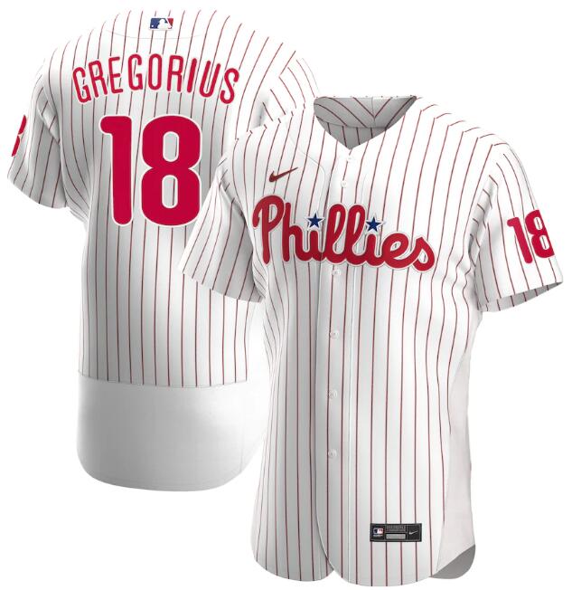 Philadelphia Phillies White#18 Didi Gregorius Flex Base Stitched Jersey