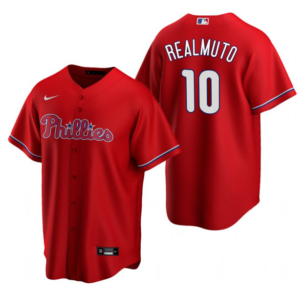 Philadelphia Phillies #10 J.T. Realmuto Red Cool Base Stitched Jersey