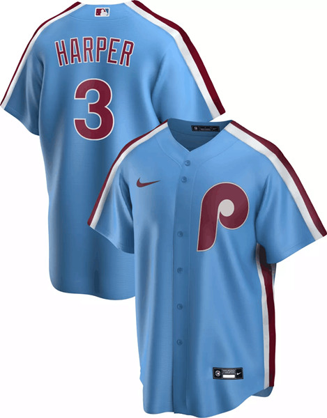 Philadelphia Phillies #3 Bryce Harper Blue Stitched Jersey