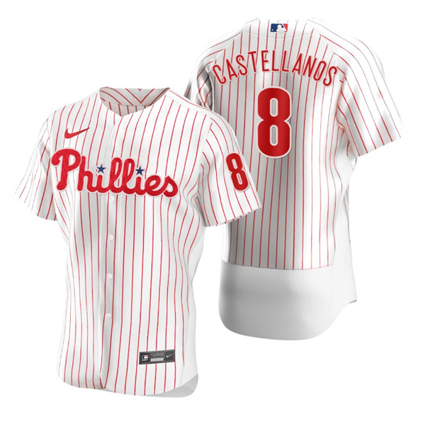 Philadelphia Phillies #8 Nick Castellanos White Flex Base Stitched Baseball Jersey