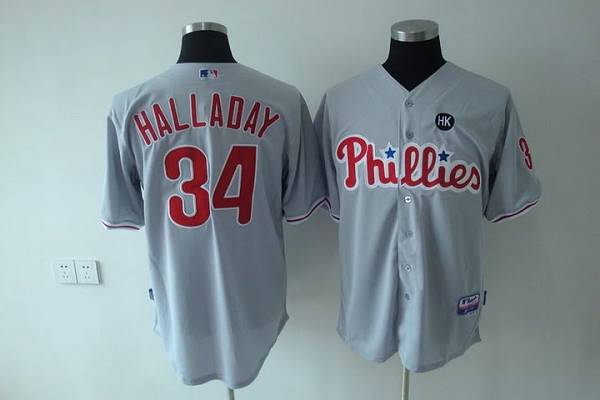 Philadelphia Phillies #34 Roy Halladay Stitched Grey Baseball Jersey