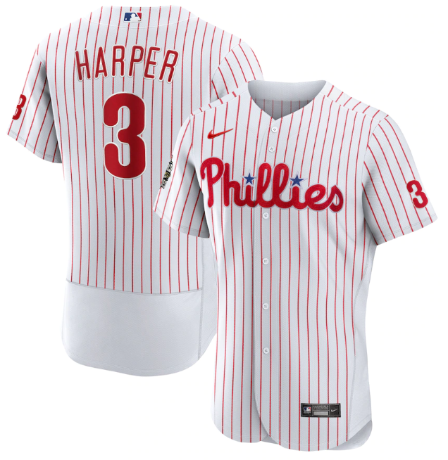 Philadelphia Phillies #3 Bryce Harper White 2022 World Series Flex Base Stitched Baseball Jersey