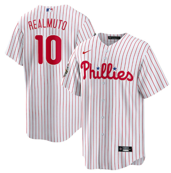 Philadelphia Phillies #10 J.T. Realmuto White 2022 World Series Cool Base Stitched Baseball Jersey