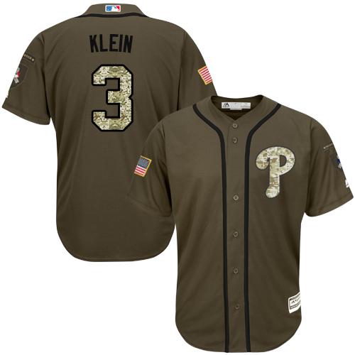 Phillies #3 Chuck Klein Green Salute To Service Stitched Jersey