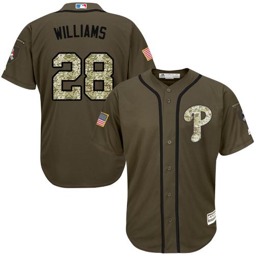 Phillies #28 Mitch Williams Green Salute To Service Stitched Jersey