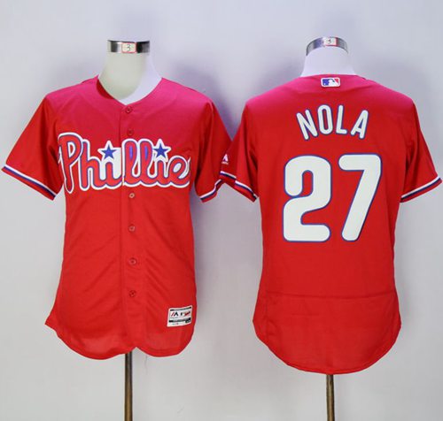 Phillies #27 Aaron Nola Red Flexbase Authentic Collection Stitched Jersey