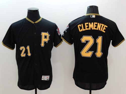 Pirates #21 Roberto Clemente Black Flexbase Authentic Collection Stitched Jersey