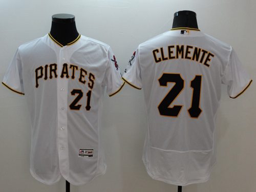 Pirates #21 Roberto Clemente White Flexbase Authentic Collection Stitched Jersey
