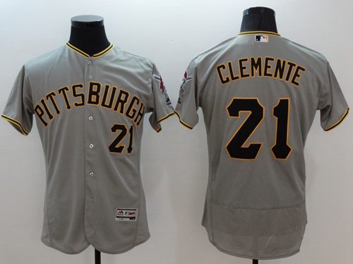 Pirates #21 Roberto Clemente Grey Flexbase Authentic Collection Stitched Jersey