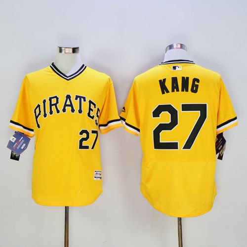 Pirates #27 Jung-Ho Kang Gold Flexbase Authentic Collection Stitched Jersey