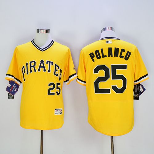 Pirates #25 Gregory Polanco Gold Flexbase Authentic Collection Stitched Jersey