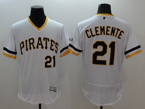 Pirates #21 Roberto Clemente White Flexbase Authentic Collection Cooperstown Stitched Jersey