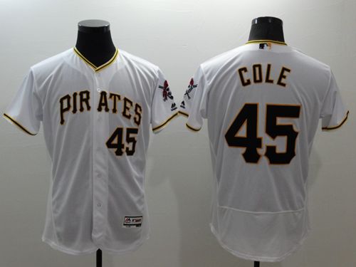 Pirates #45 Gerrit Cole White Flexbase Authentic Collection Stitched Jersey