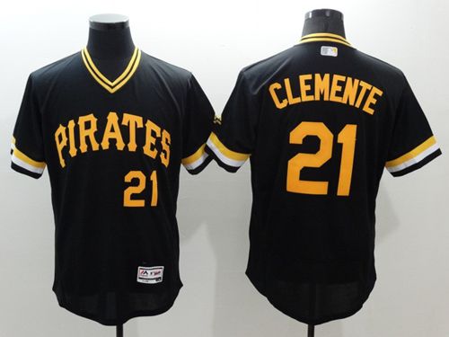 Pirates #21 Roberto Clemente Black Flexbase Authentic Collection Cooperstown Stitched Jersey