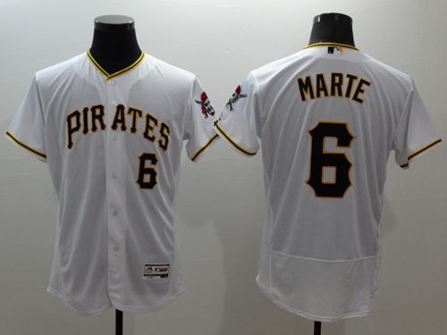 Pirates #6 Starling Marte White Flexbase Authentic Collection Stitched Jersey