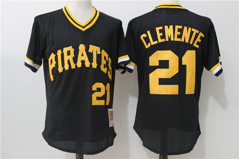 Pittsburgh Pirates #21 Roberto Clemente Mitchell Ness Black 1982 Authentic Cooperstown Collection Mesh Batting Practice Stitched Jersey