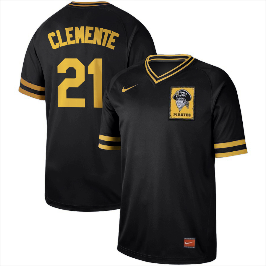 Pittsburgh Pirates #21 Roberto Clemente Black Cooperstown Collection LegendStitched Jersey