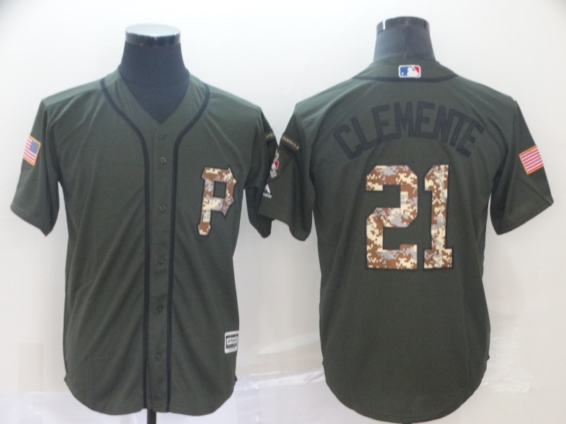 Pittsburgh Pirates #21 Roberto Clemente Salute To Service Cool Base Stitched Jersey