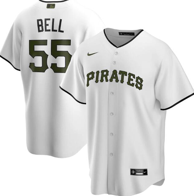 Pittsburgh Pirates White #55 Josh Bell Cool Base Stitched Jersey