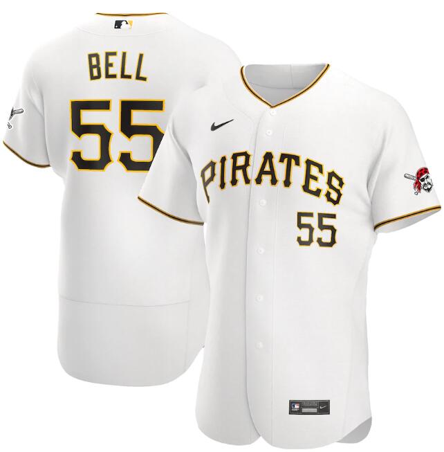 Pittsburgh Pirates White #55 Josh Bell Flex Base Stitched Jersey