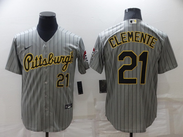 Pittsburgh Pirates #21 Roberto Clemente Dark Grey Cool Base Stitched Jersey